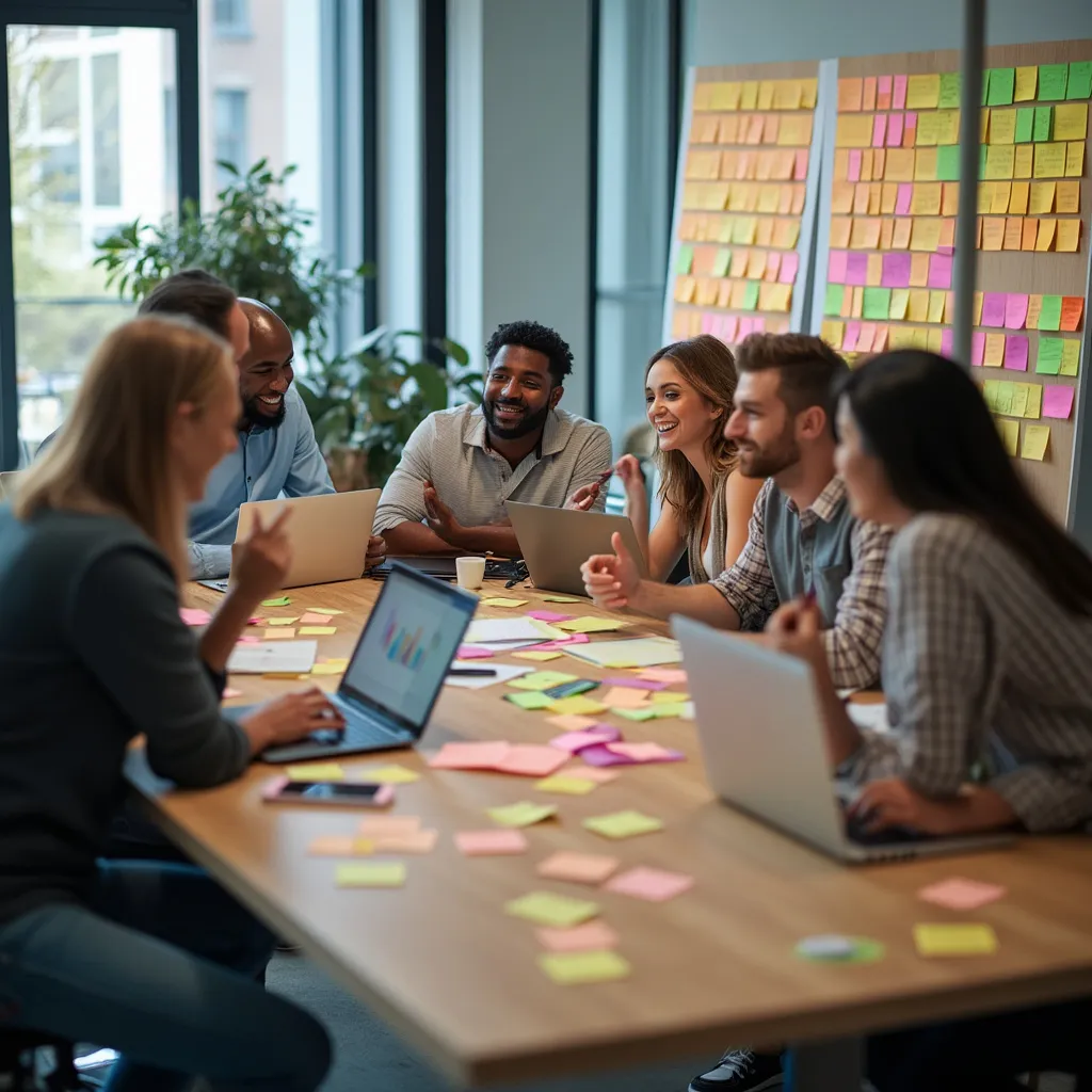 Sesión de brainstorming del equipo ProDigital AR planificando nuevas estrategias