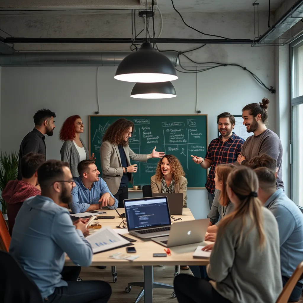 Equipo fundador de ProDigital AR en una reunión de planificación inicial, ambiente colaborativo