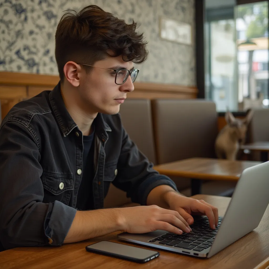 Estudiante trabajando remotamente
